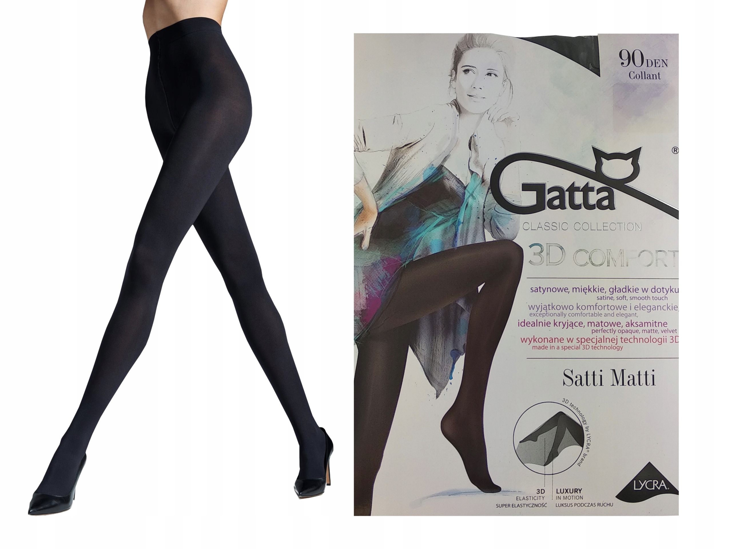 

Rajstopy Gatta Satti Matti 90 den lycra grafit 2-S