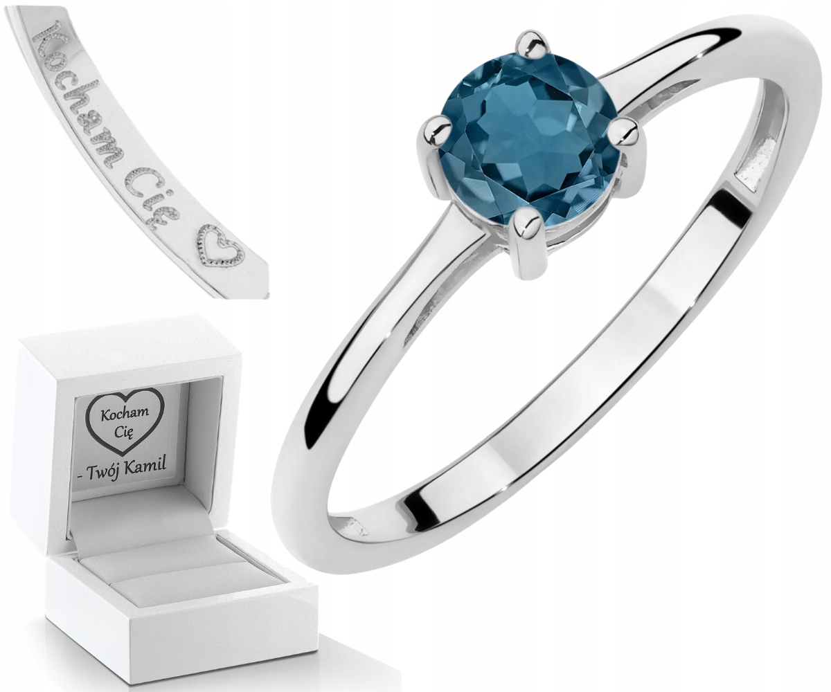 Bílé Zlato Prstýnek Topaz London Blue Moderní 585