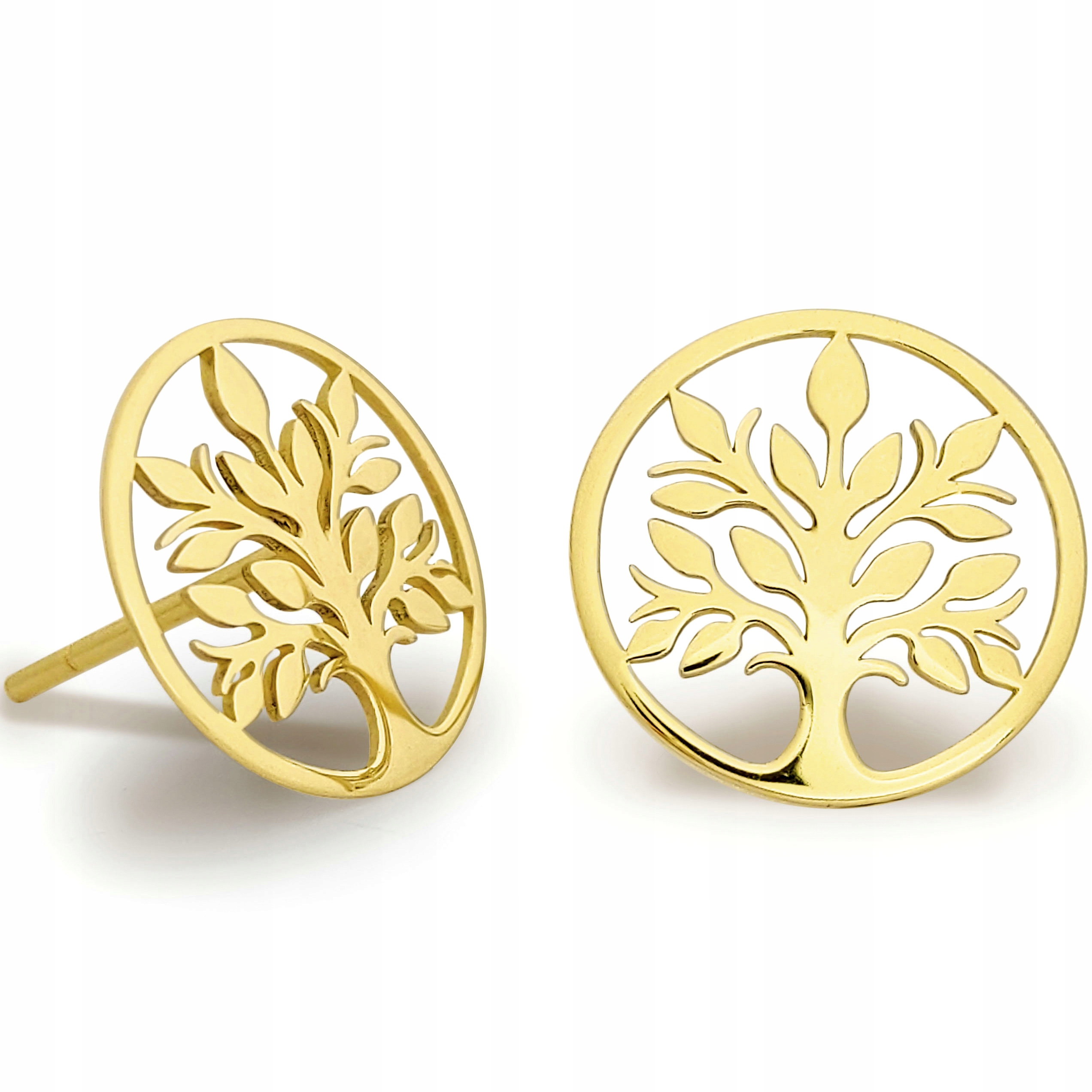 

złote kolczyki 333 Drzewo Życia sztyfty prezent