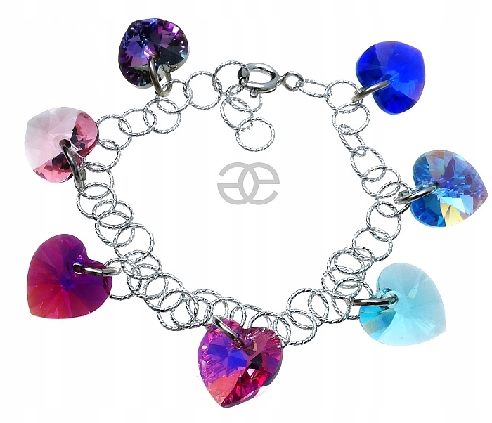 Křišťálový náramek srdce Stříbro Arande