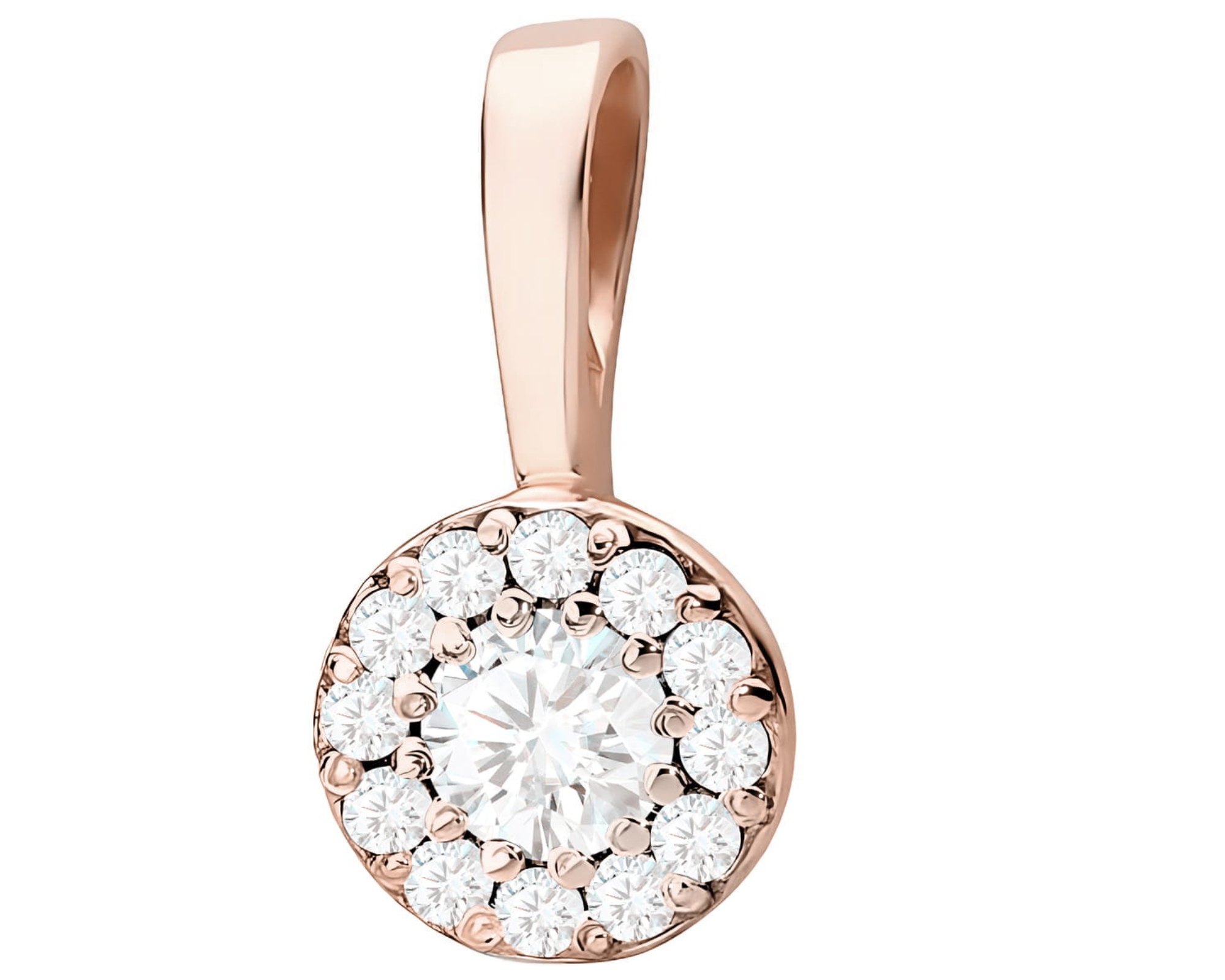 Růžové Zlato Přívěsek S Laboratorními Diamanty 585 14K Gravírování