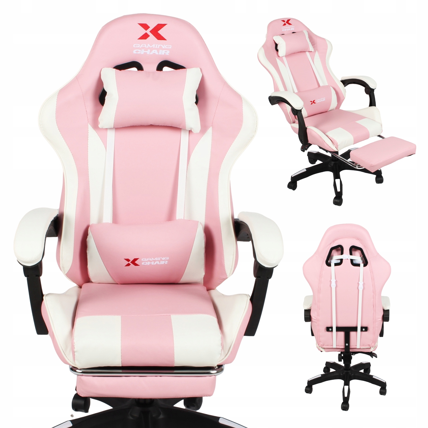 Kancelářská otočná herní židle Křeslo Pro Hráče Xgaming růžovobílá