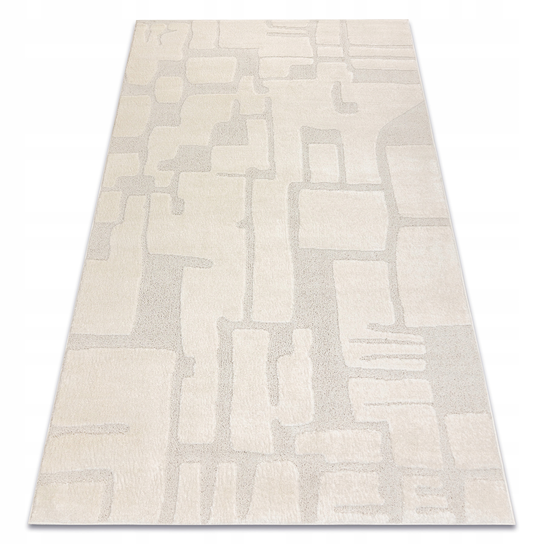 Dywan Do Salonu Sypialni krem Kamienie Bruk strukturalny 200x290 cm