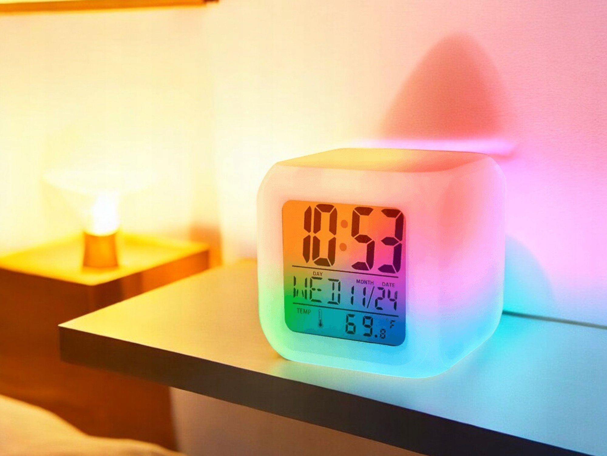 BUDZIK ZEGAREK TERMOMETR ŚWIECĄCY KAMELEON LED Kod producenta #802