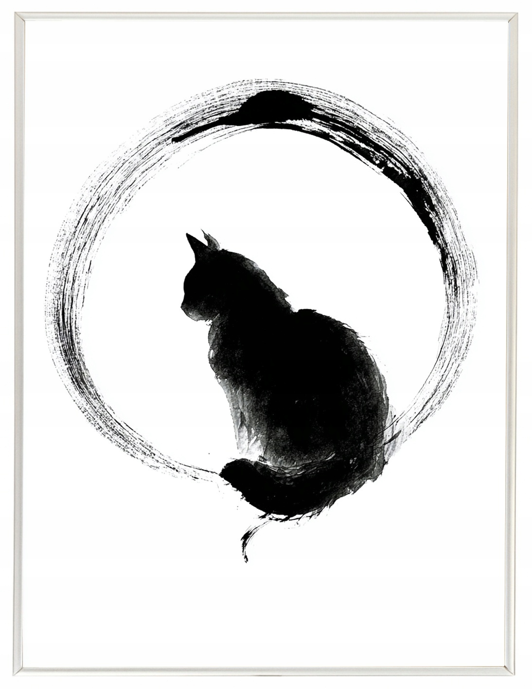 Plakát Rámeček Hliníková Grafika Geometrie Kolo Kočka Černá Bílá B&w 60x80