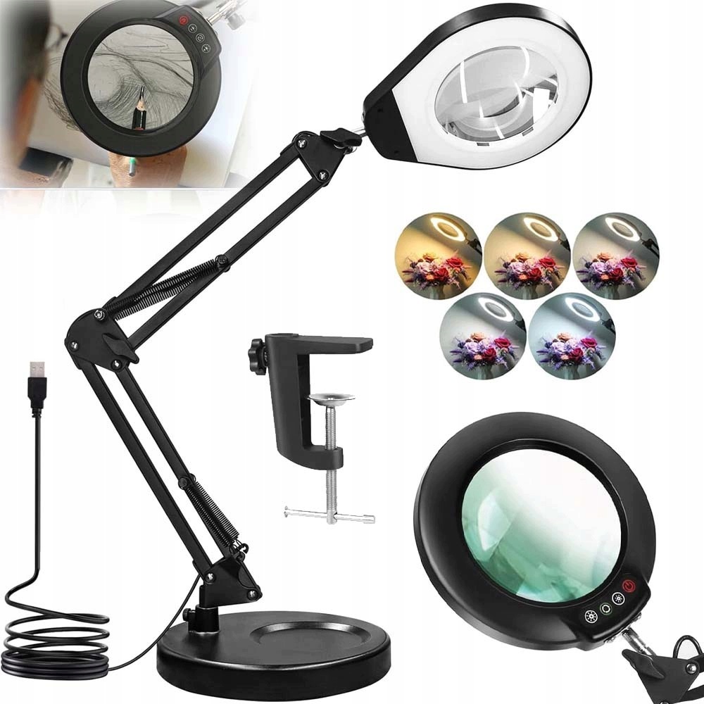 Lupa Zvětšující Sklo Led Podsvícená Lampa Kosmetické Zvětšení