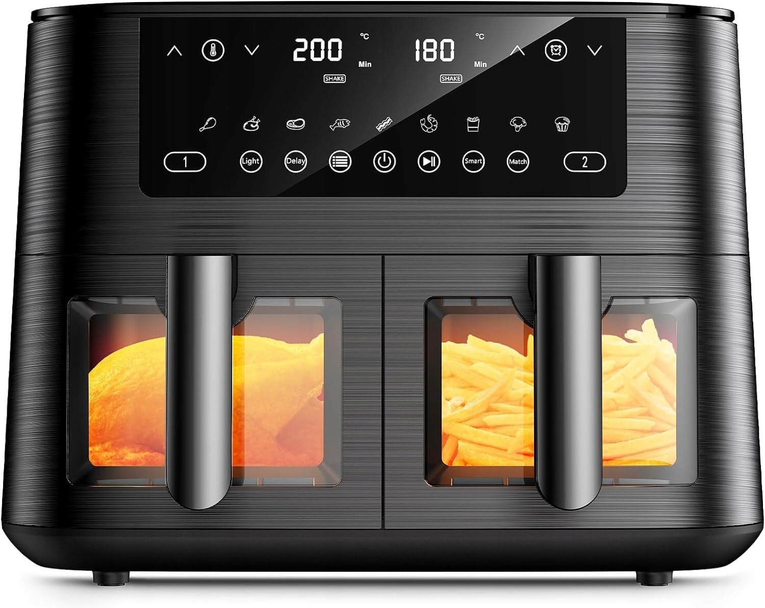 Dvouzónová horkovzdušná fritéza s dvojitým oknem Air Fryer