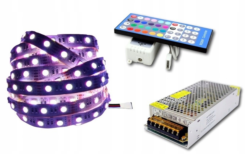 Sada Led pásků 5050 Rgbw 4v1 barva bílá, přírodní, osvětlení stropu 10 m