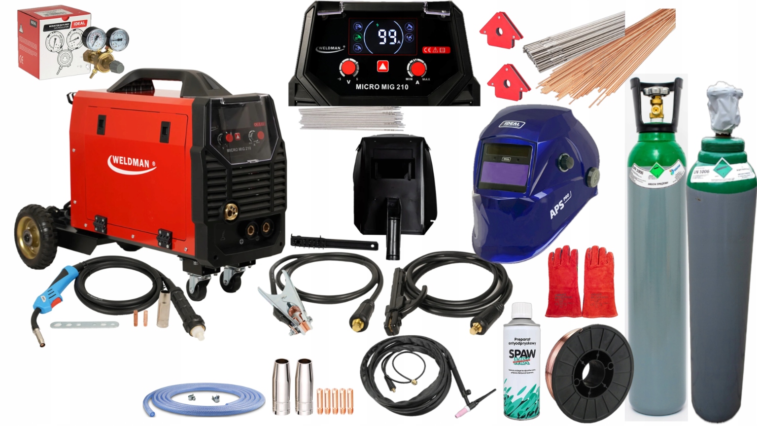 Spawarka Migomat Mig Mag Mma Tig Weldman Micro mig 210 Synergia Zestaw Tig