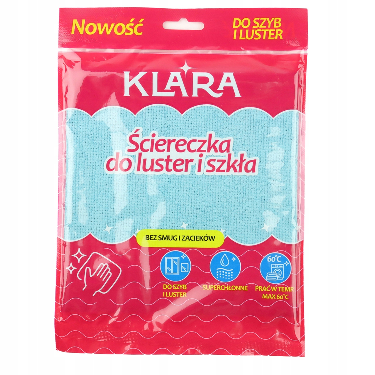 Ściereczka Klara Do Mycia Szkła Szyb Luster Okien Kuchnia Łazienka Bez Smug
