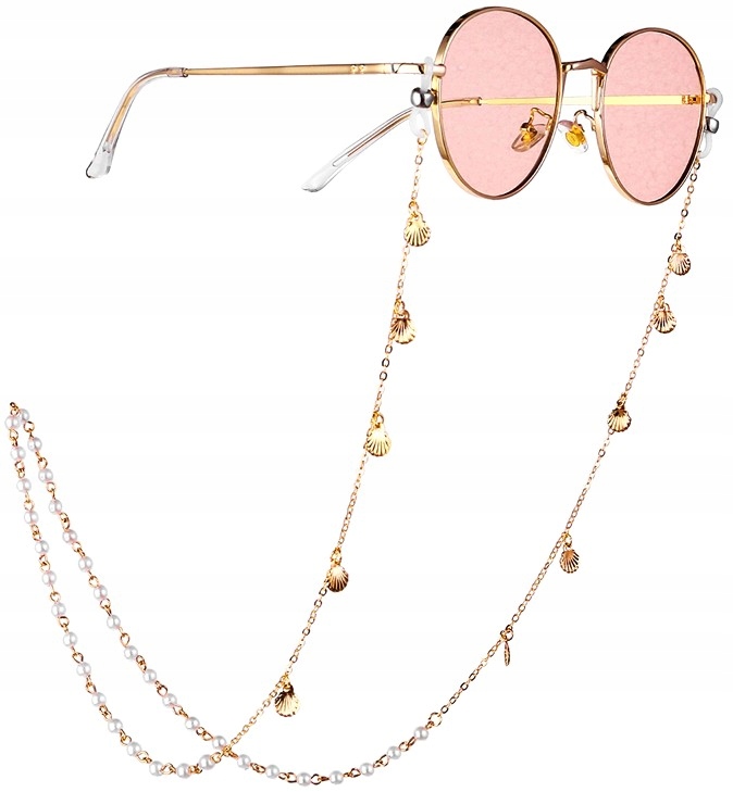 

Modny Łańcuszek perełki do Okularów złote muszelki