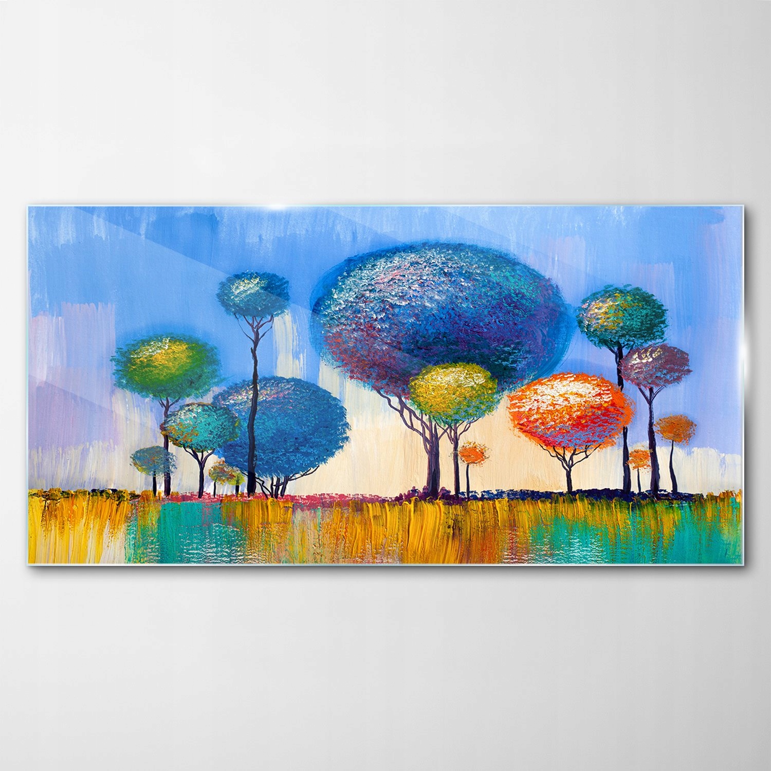 Tvrdený sklenený obraz Stromy Listy Okrúhly 140x70