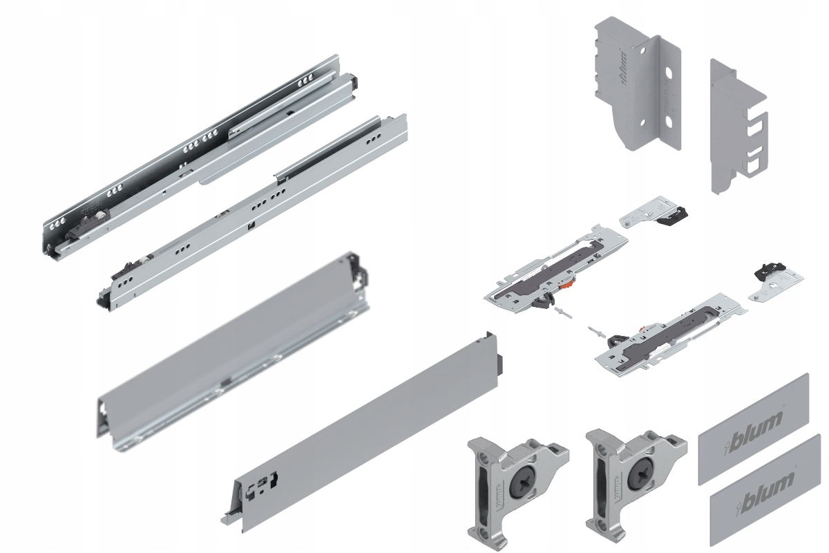 Blum Šuplík 450 Zásuvka nízká Tip-On M šedá