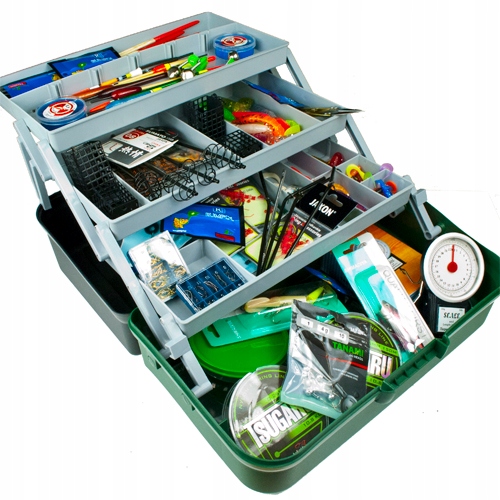 Skrzynka Wędkarska zestaw 200 akcesoriów Na Prezent, spławik grunt