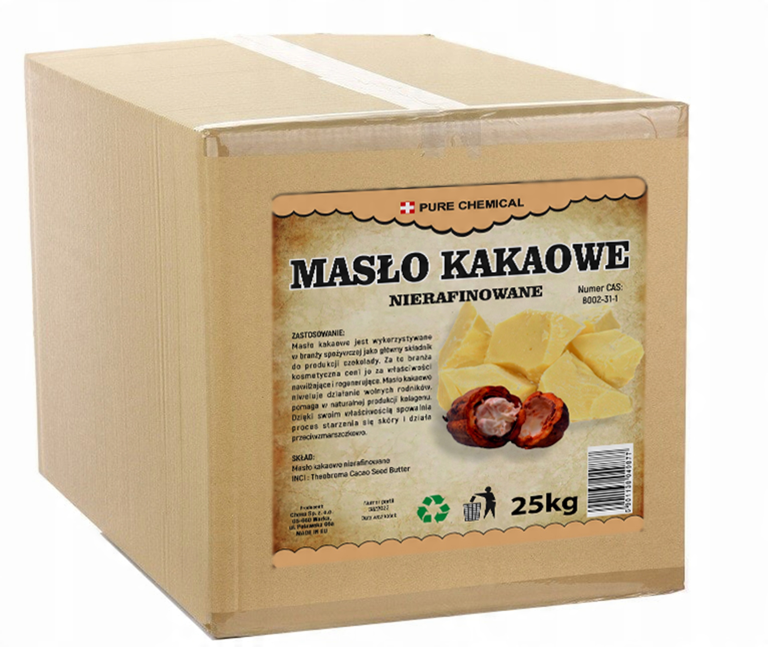 

Masło Kakaowe Nierafinowane Naturalne Łupane 25kg
