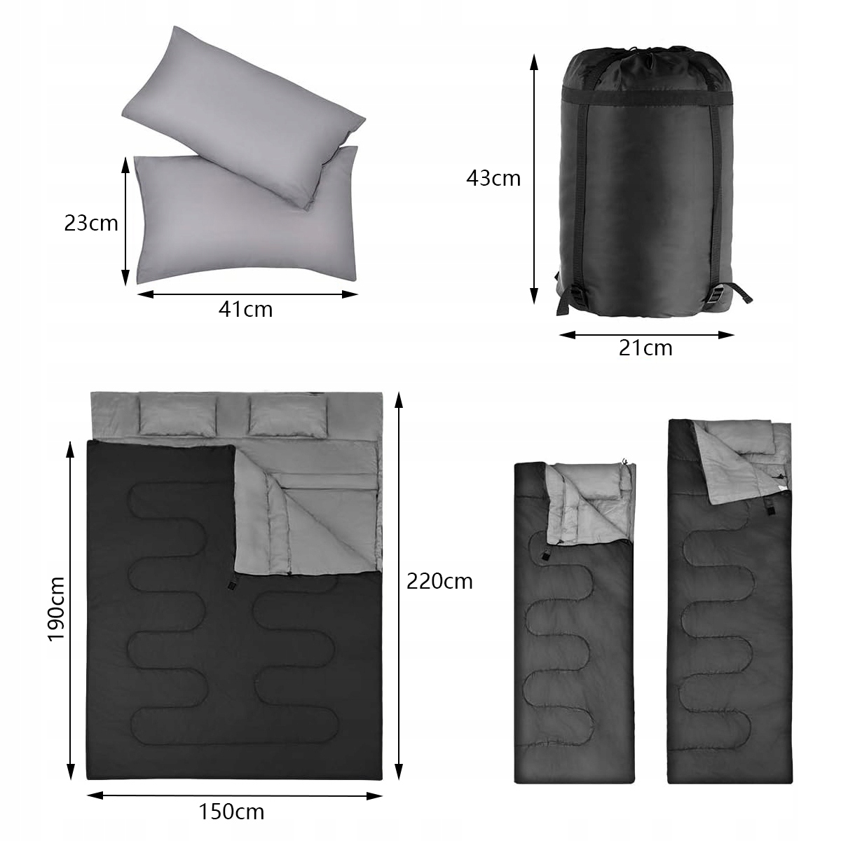 ŚPIWÓR TURYSTYCZNY CIEPŁY LEKKI DWUOSOBOWY KOŁDRA KOPERTA DO SPANIA CAMPING Stan opakowania oryginalne