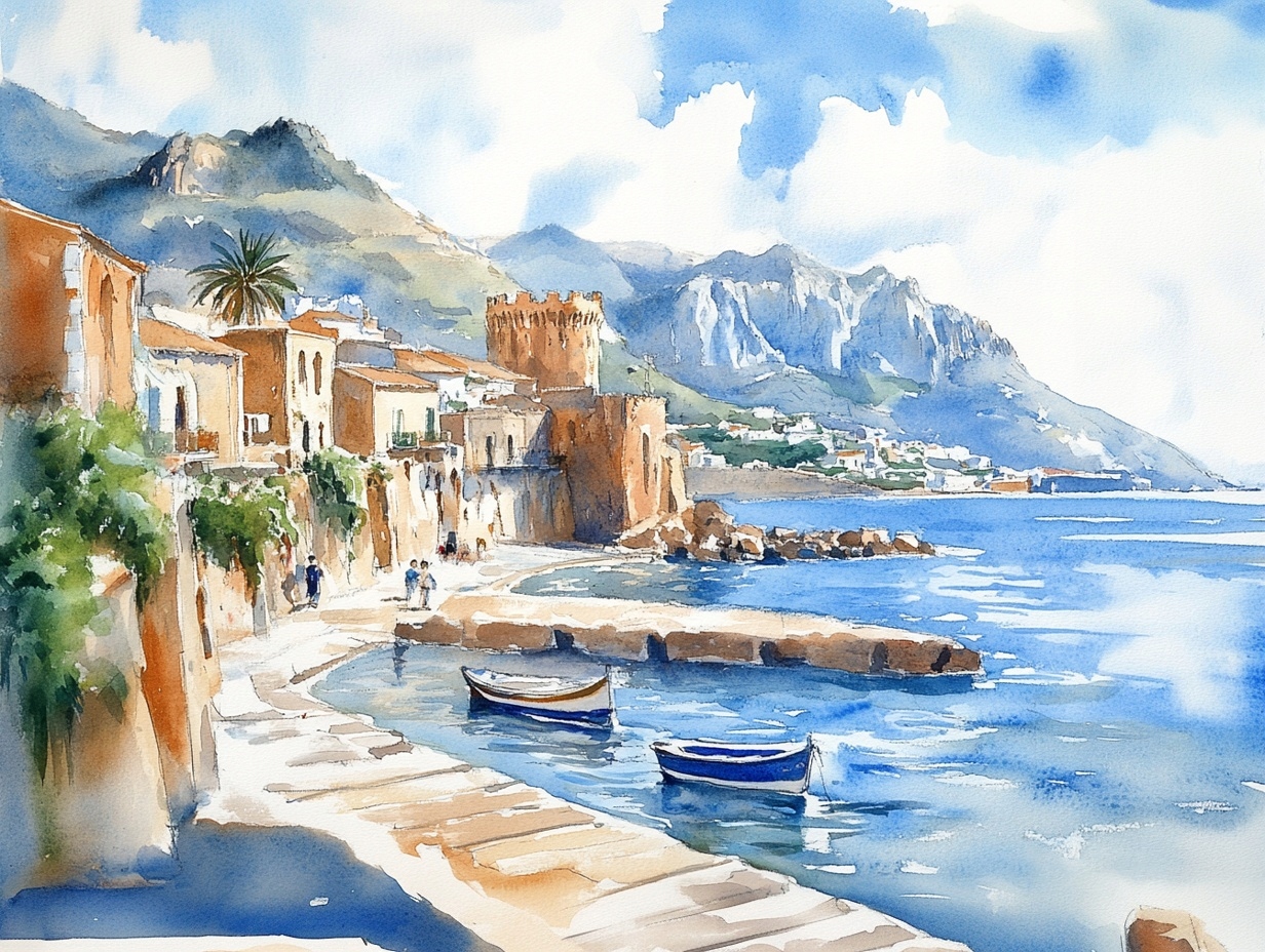 Obraz Na Plátně Canvas Krajina Itálie Sicílie Moře Marina Lodě 80x60