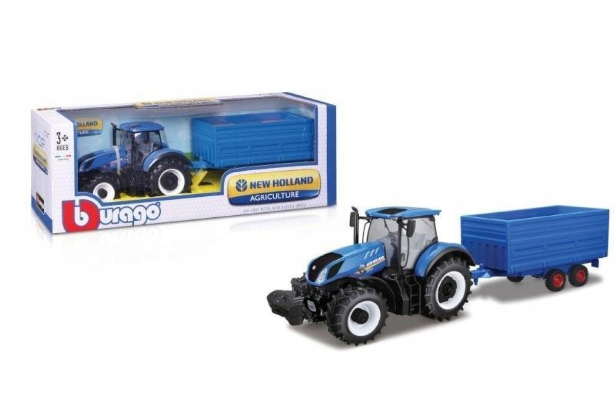 New Holland T7.315 S Přívěsem A Balíky Slámy