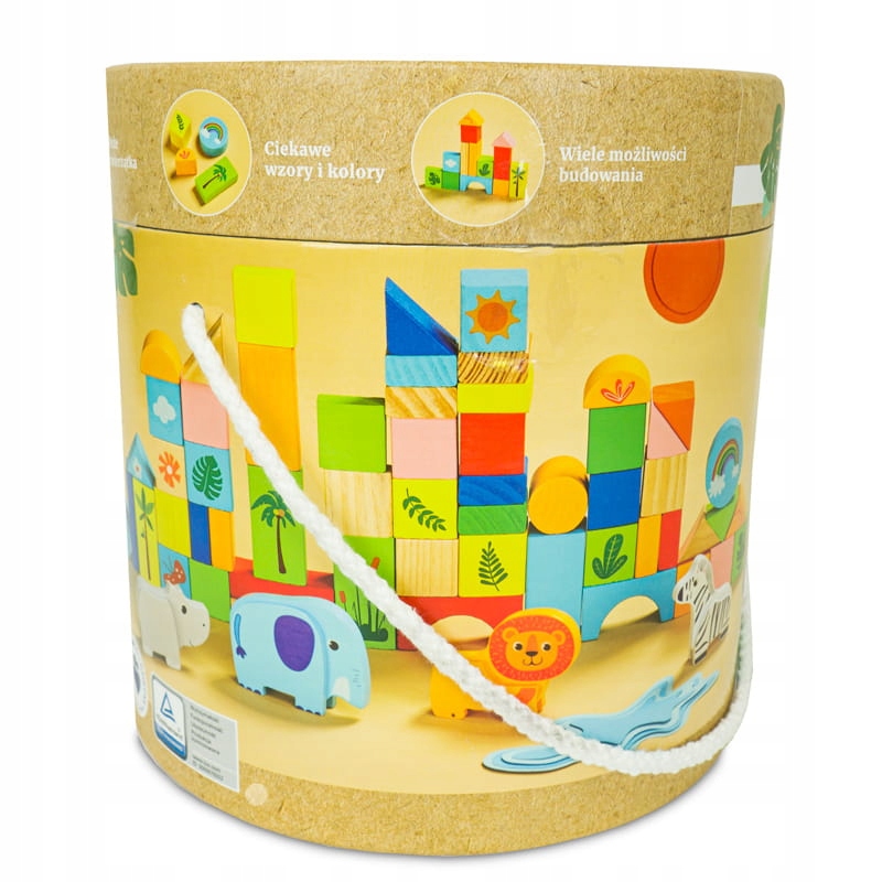 

Drewniane klocki Safari 60 el. Elefun Toys 18m+