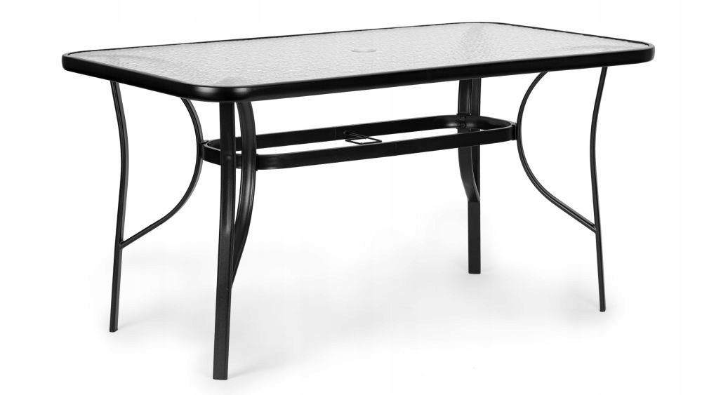 MultiGarden SC-094-120 Záhradný stôl sklenený, 120×70 cm, čierny