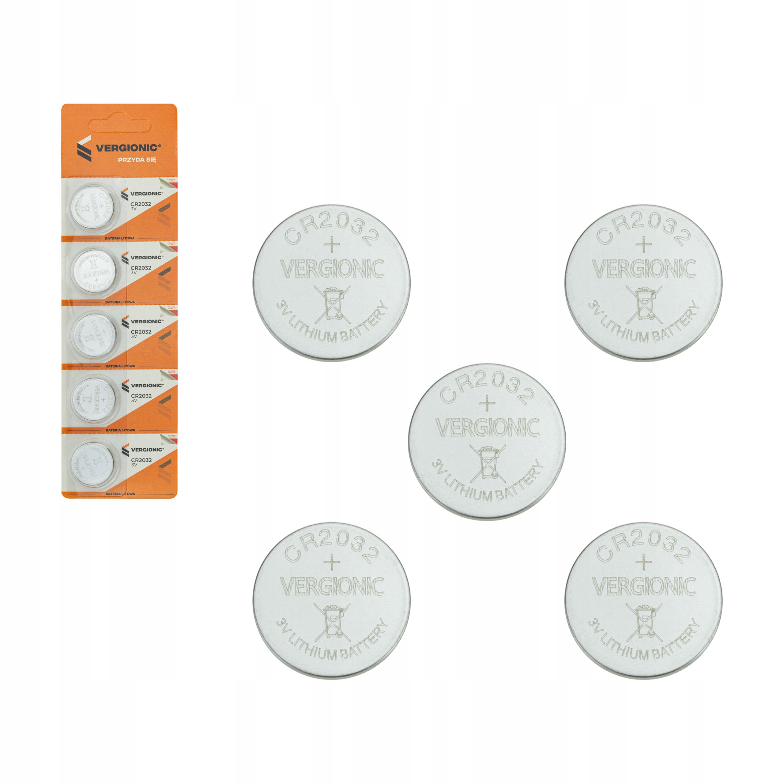

Bateria Litowa 3V CR2032 lithum 5szt Vergionic