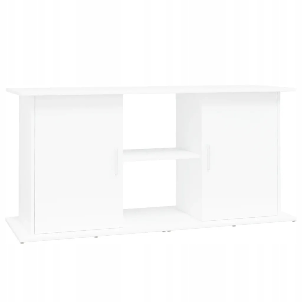 Levně Stojan pod akvárium s skříňkou, materiál na bázi dřeva, bílý, 121x41x58