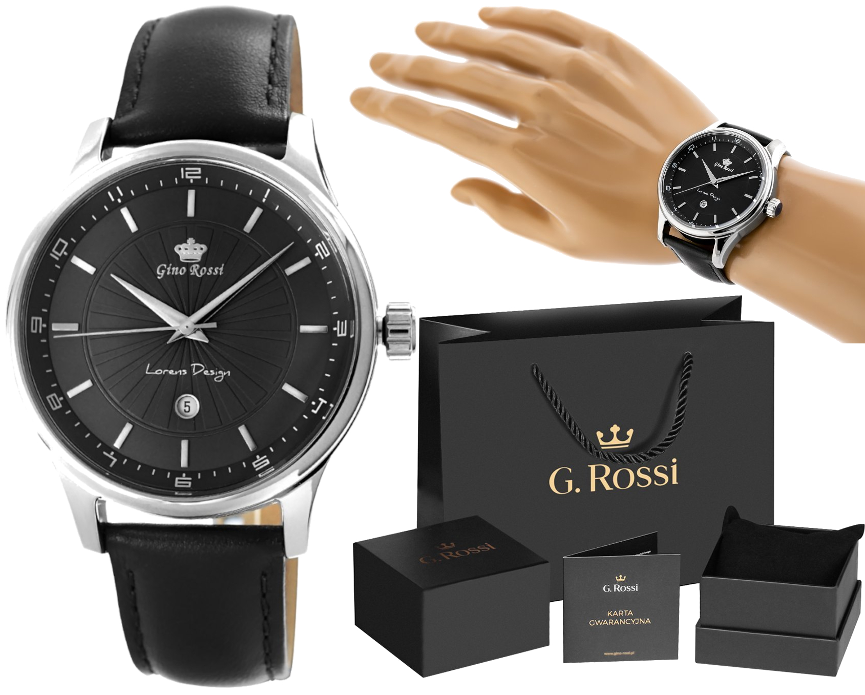 

Modny Zegarek Męski Na Pasku Skóra Datownik + Box