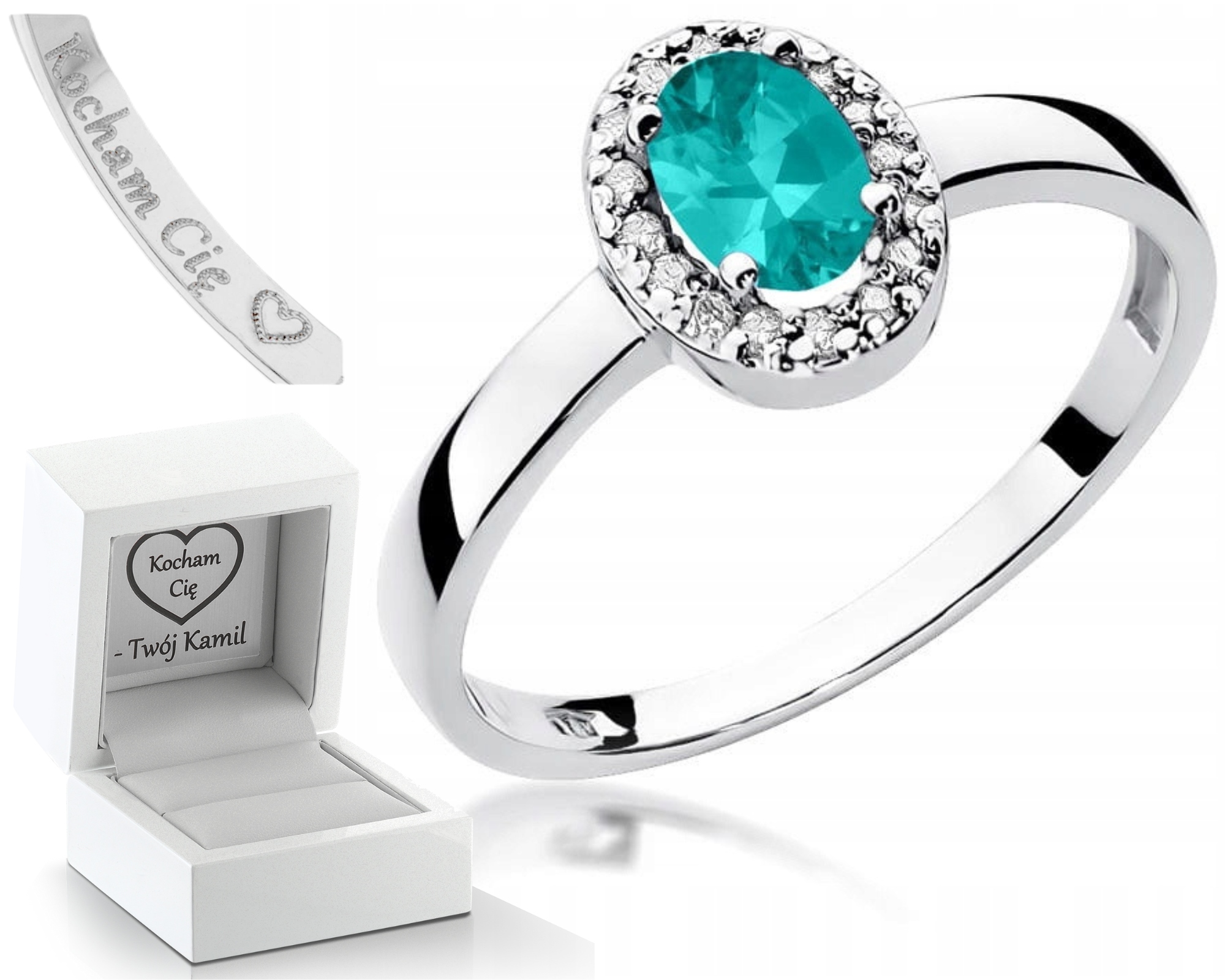 Bílé Zlato Prstýnek Smaragd A Brilianty 585