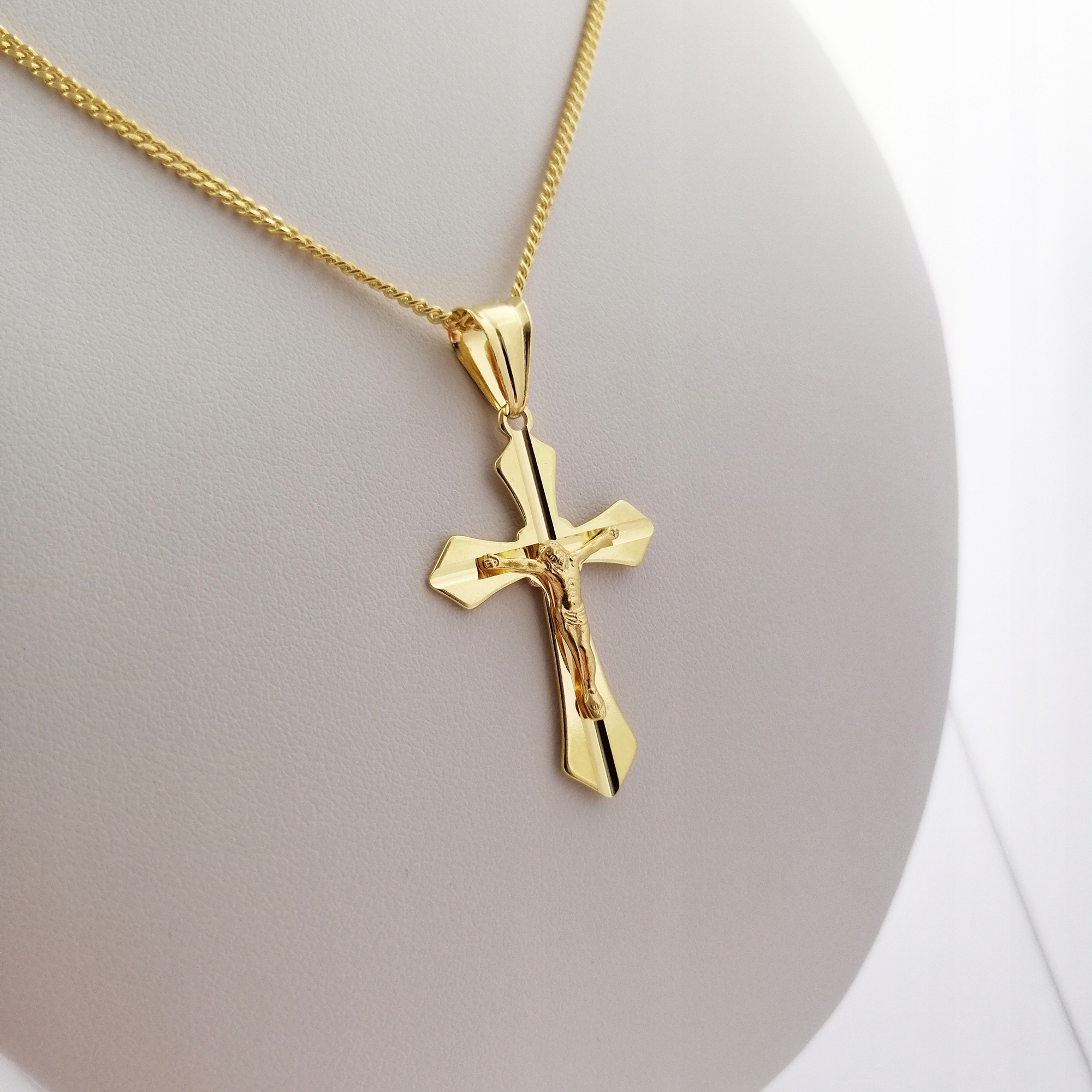 ZŁOTY ŁAŃCUSZEK + KRZYŻYK 925 KOMUNIJNY + GRAWER Marka Golden Celebrity