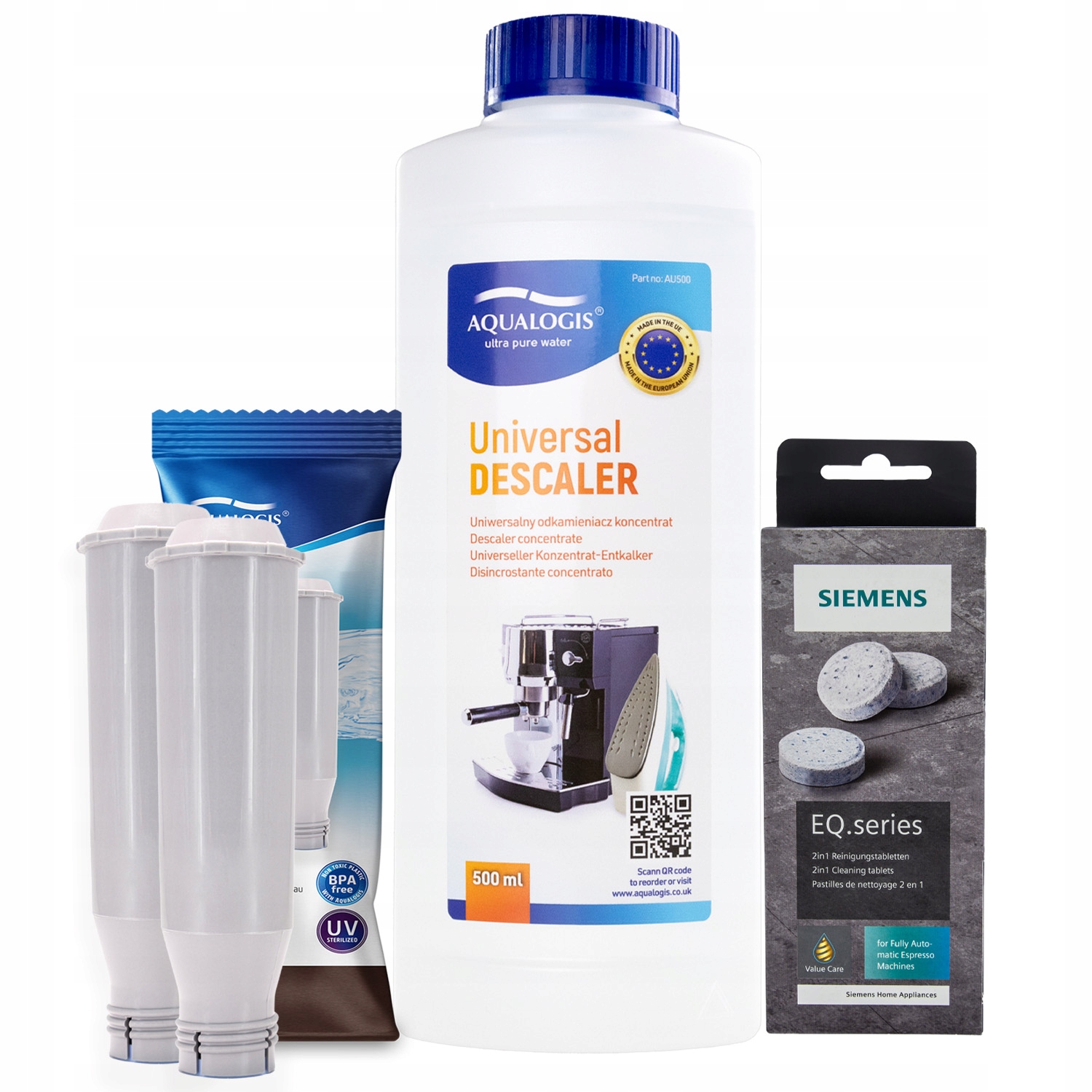 2x filtr AL-Tes46 pro kávovar Bosch+Univerzální odvápňovač 0,5 l tablety