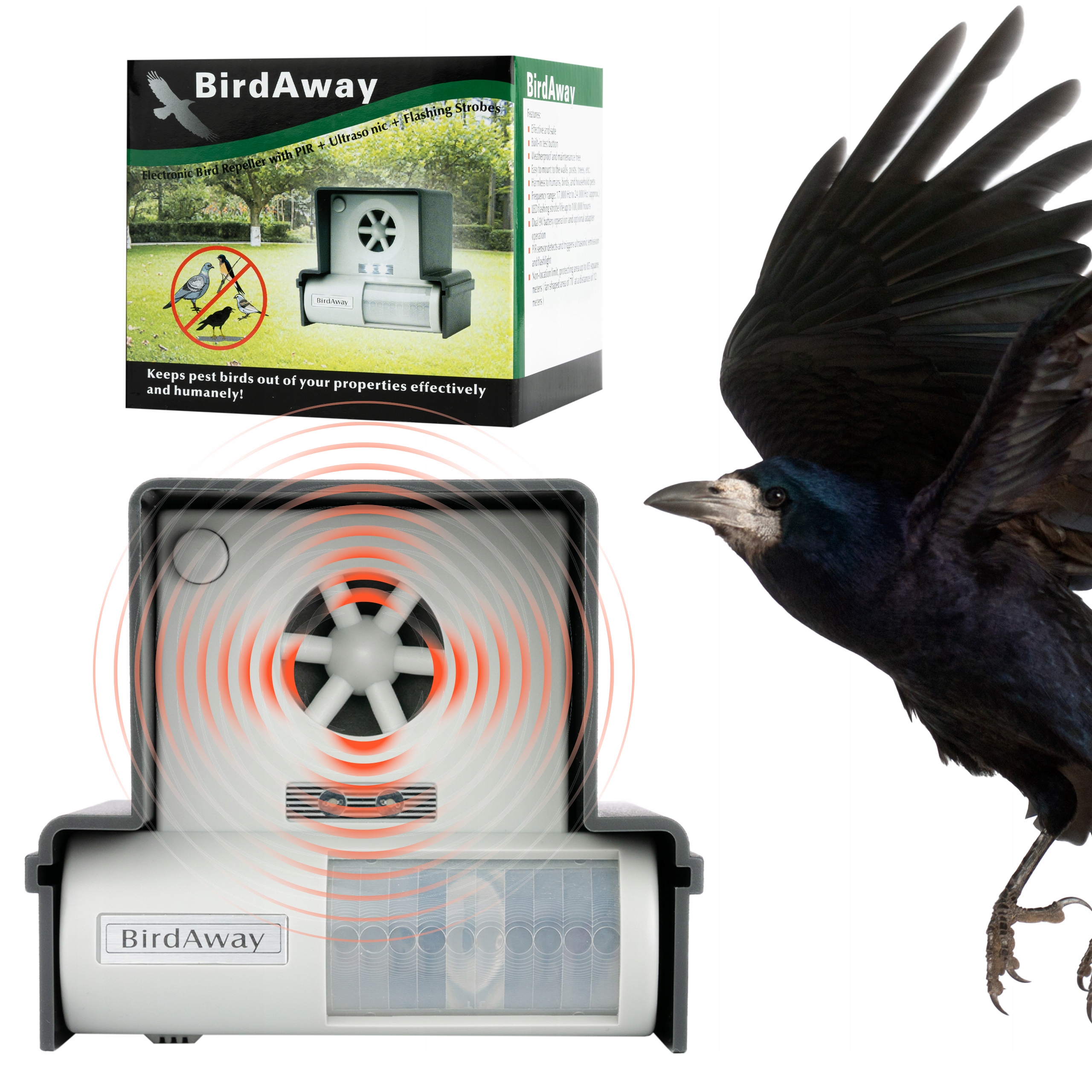 

Ultradźwiękowy odstraszacz ptaków Bird Away 987BF
