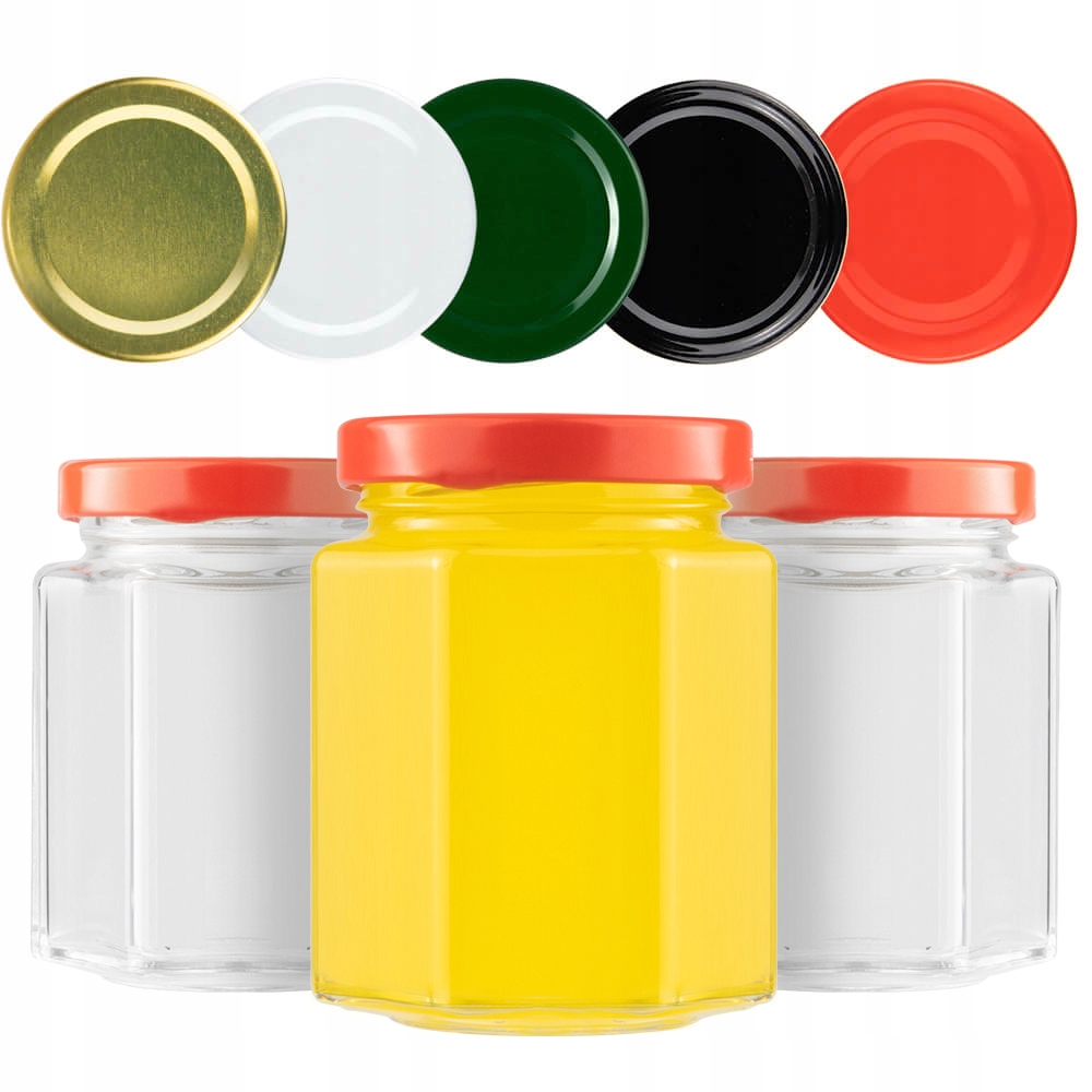 

50x Słoik 6kątny 200ml Z Zakrętką Na Miód Dżem