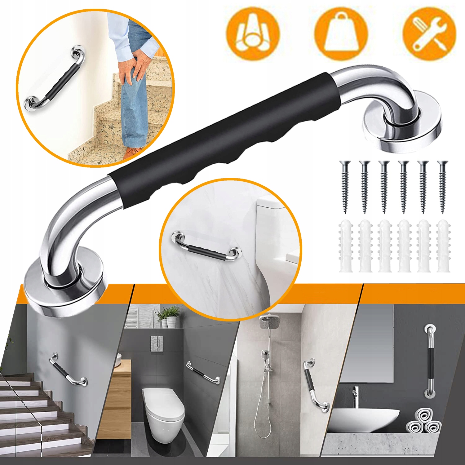 1SZT Uchwyt Do Wanny 33,5 CM Antypoślizgowy Uchwyt Do Łazienki I Prysznica