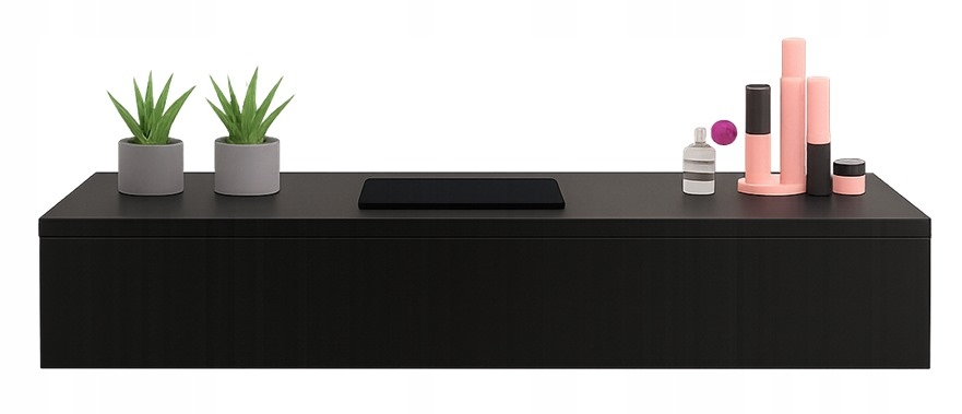 Toaletka závesná konzola Voga 90 cm čierna matná zásuvka s plným výsuvom