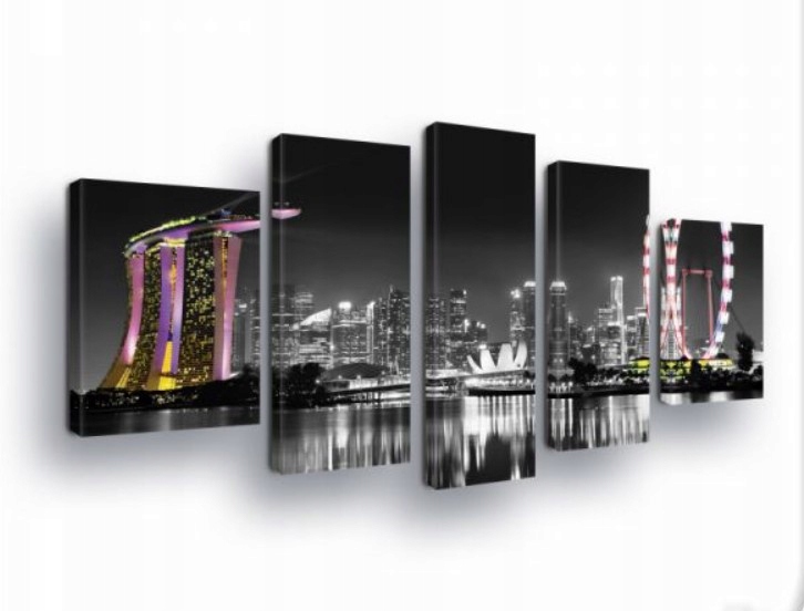 Obraz 170x100 Singapur panoráma noc svetlo odraz Marina Bay Sands