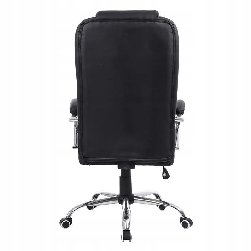FOTEL BIUROWY OBROTOWY AMBER CZARNA SKÓRA PU PODSTAWA CHROM Szerokość mebla 68 cm