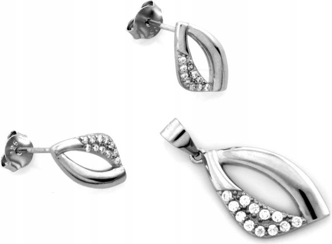 Stříbrný komplet 925 náušnice a podlouhlý přívěsek se zirkony jako dárek