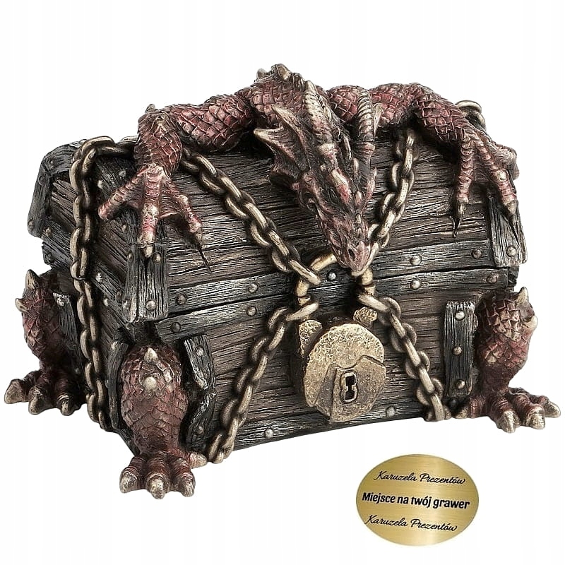 Krabička Drak Střežící Poklad Fantasy Dekorativní Pro Sběratele VV