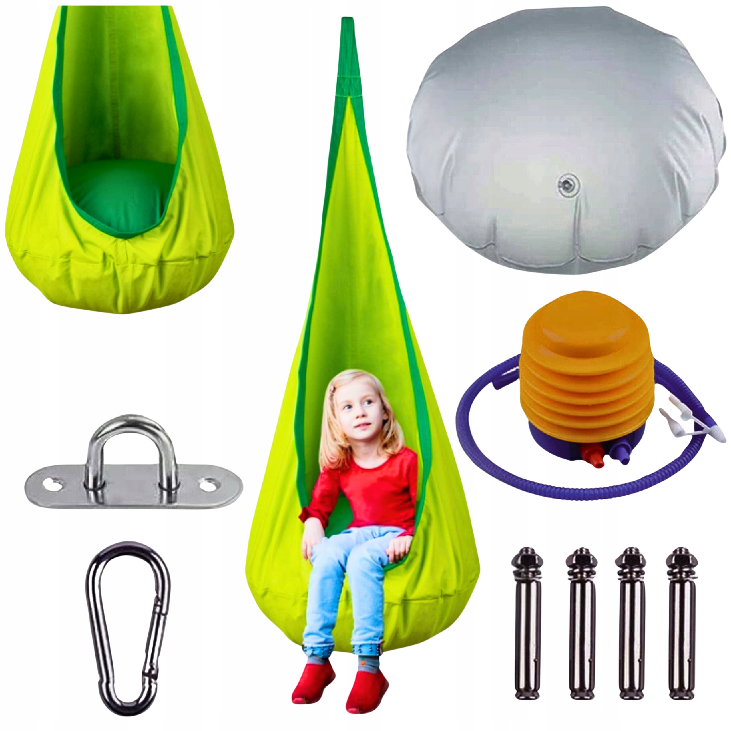 Kokon Záhradná Hojdačka Závesná Hojdačka Pre Deti Sedadlo Zelená Abiko