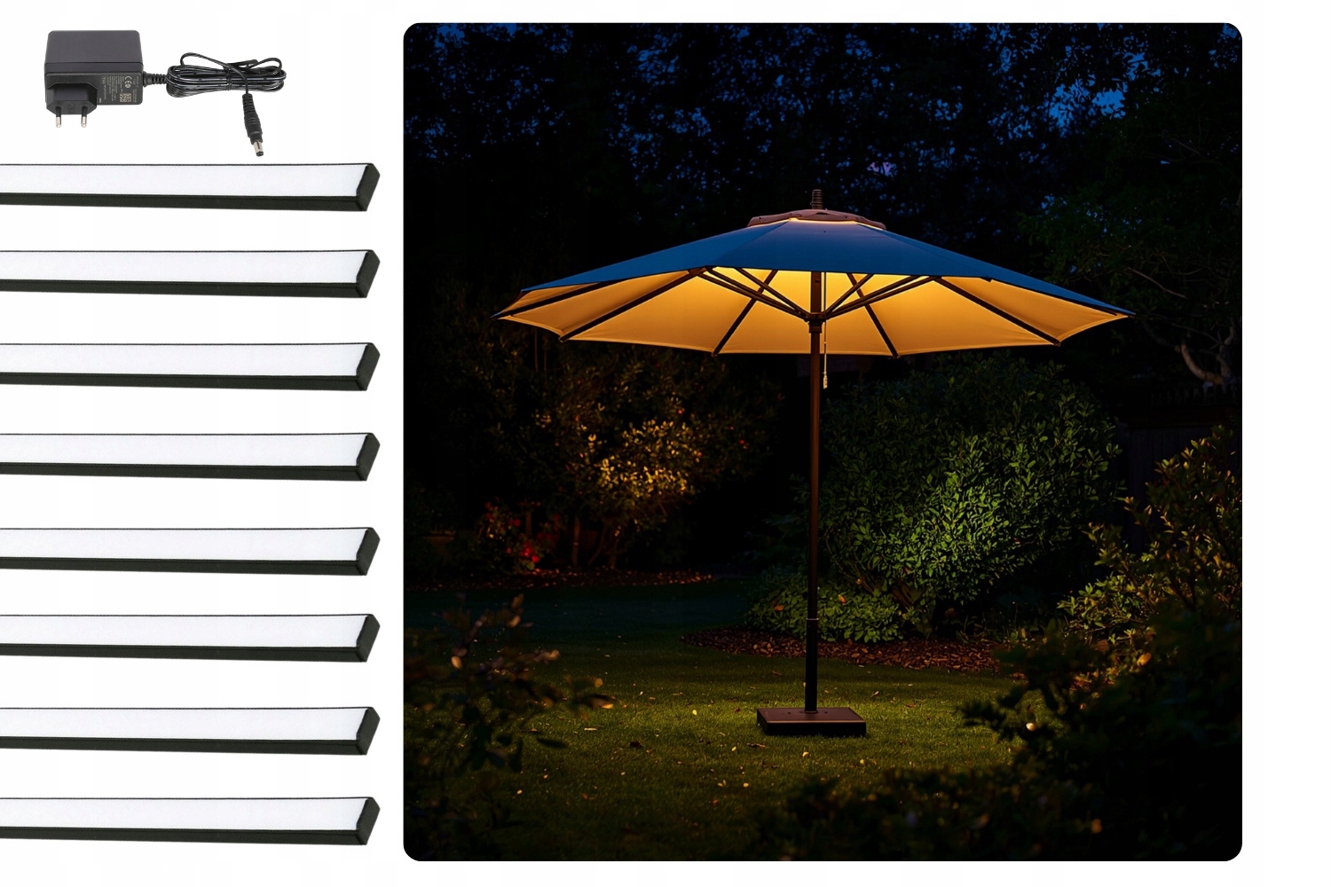 Led osvetlenie pre dáždniky a altánky Biela Chladná 8 kusov 100 cm