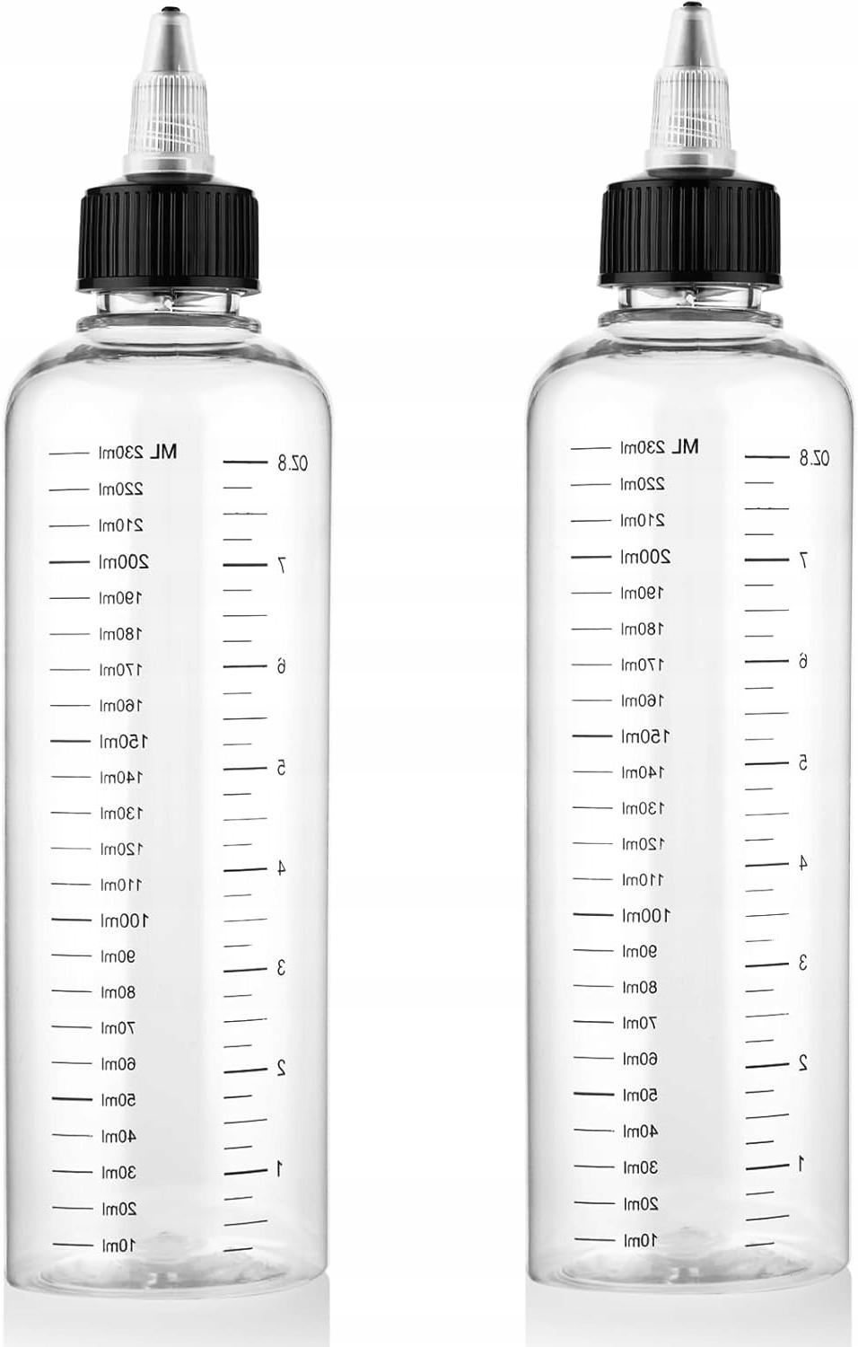 Dvě Průhledné Plastové Lahvičky S Aplikátorem Na Vlasy 250 ML