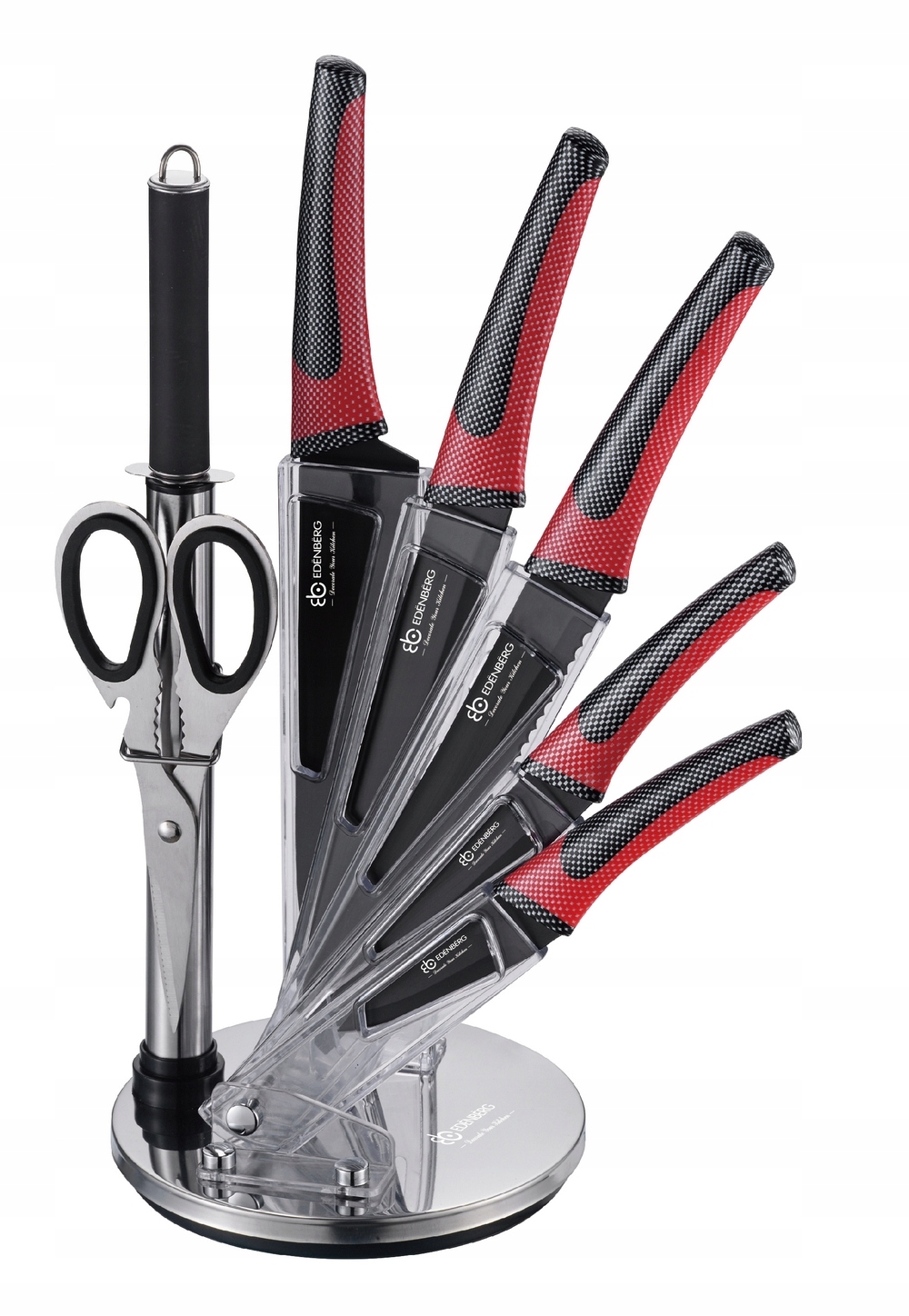 NOŻE ZESTAW NOŻY 8 EL. STALOWE STOJAK EB-952