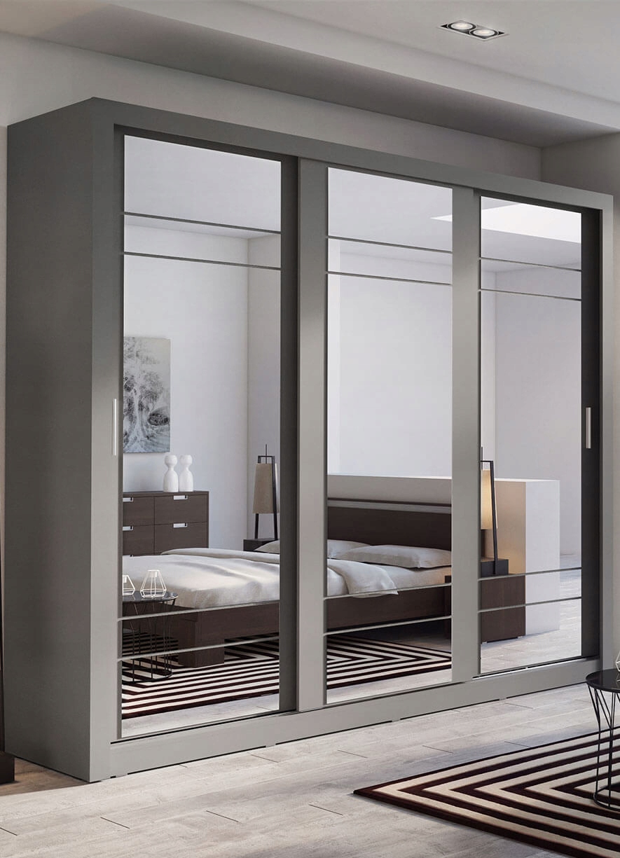 SZAFA PRZESUWNA Z GUSTOWNYMI LUSTRAMI