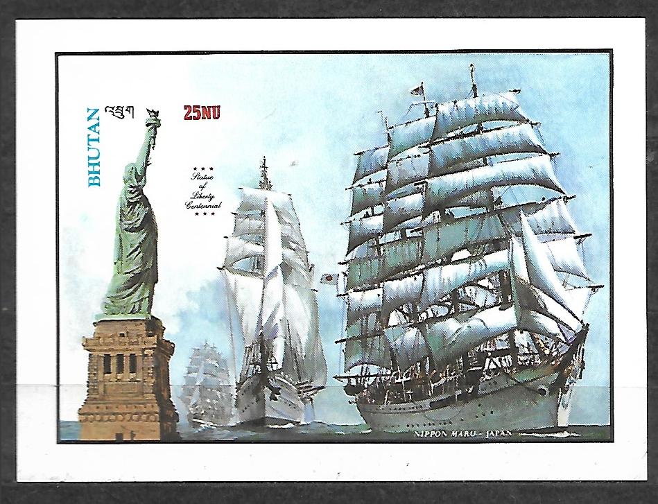 BHUTAN -100 lat Statuy Wolności 1986** Mi B-135 B (2368)