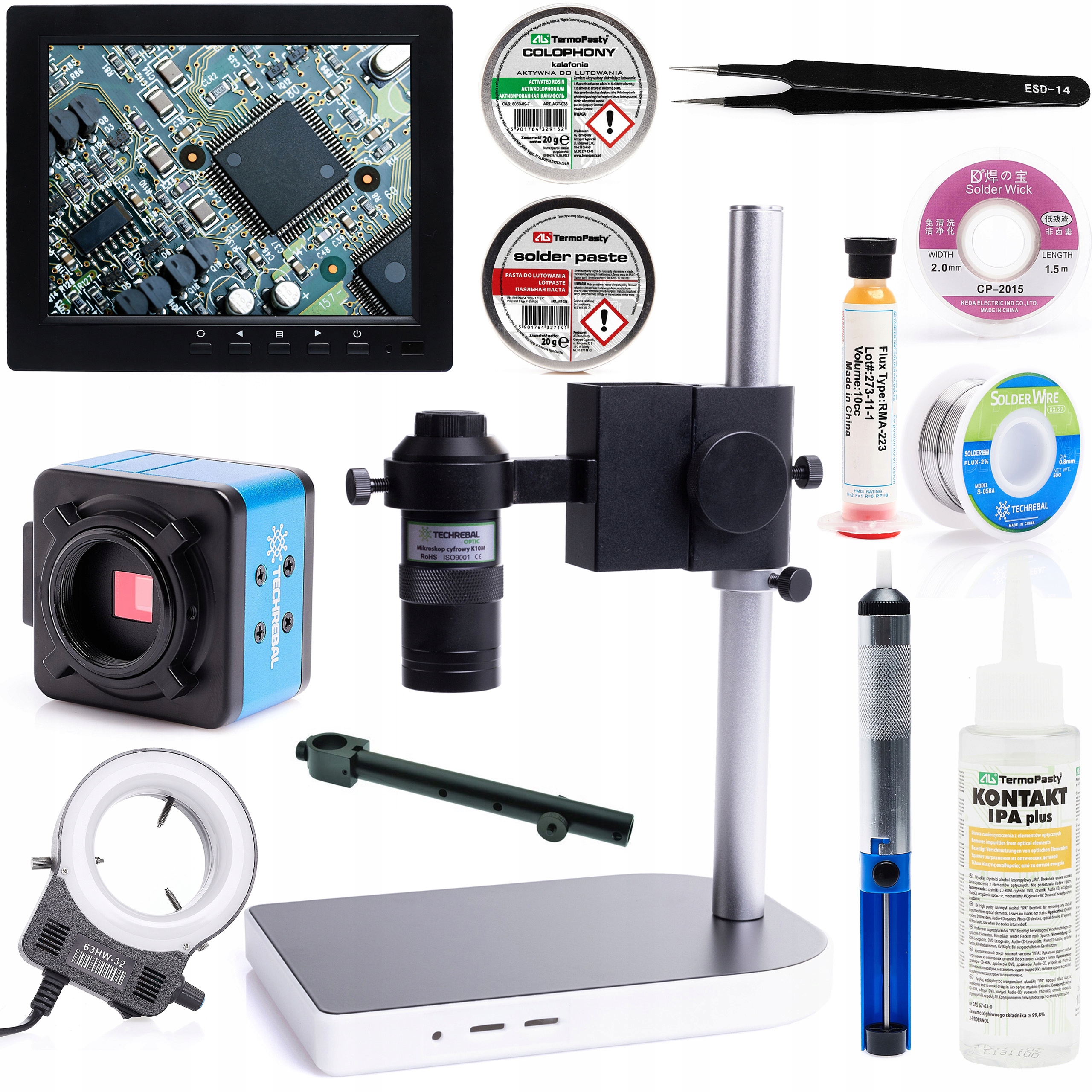 Digitální Mikroskop K10M Kamera Monitor Led Osvětlení Sada Pro Pájení