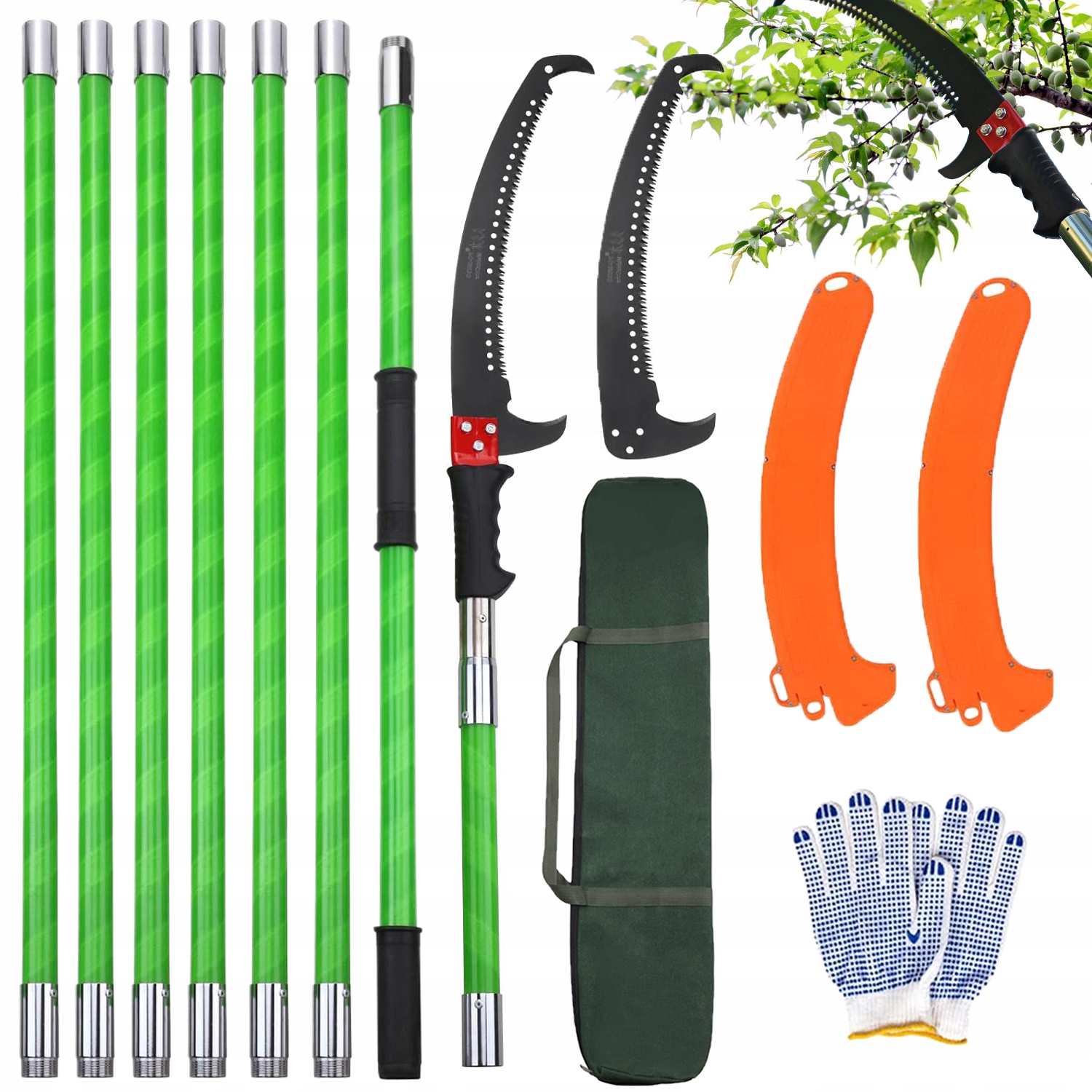 Pila Na Řezání Větví S Teleskopickým Hákem 2.1-8 M Ochranné Rukavice