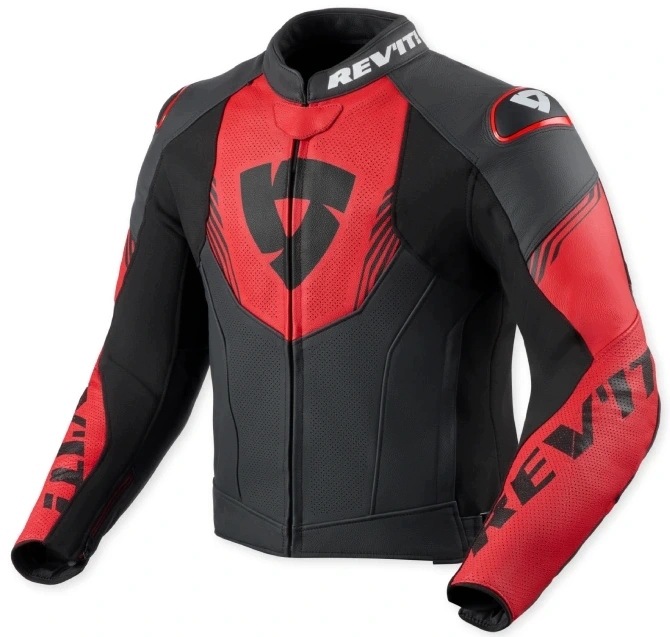 Rev'it Argon 3 Čierna Neon Červená Kožená Motocyklová Bunda 52