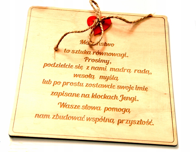 ŚLUB EKO KARTKA Ślubny TABLICZKA DREWNIANA Grawer