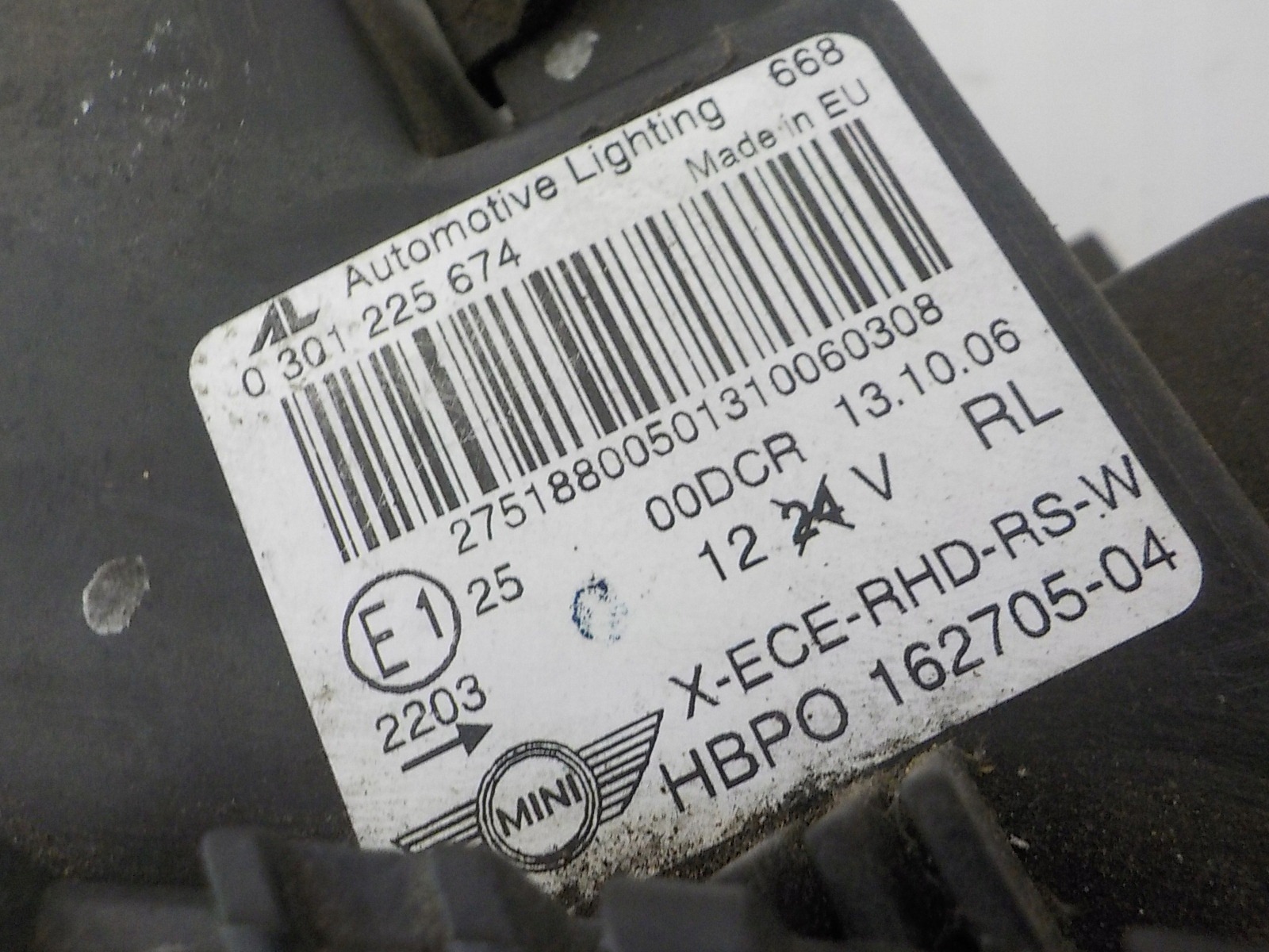 MINI COOPER R56 XENON light right front front UK 0301225674 162705-04