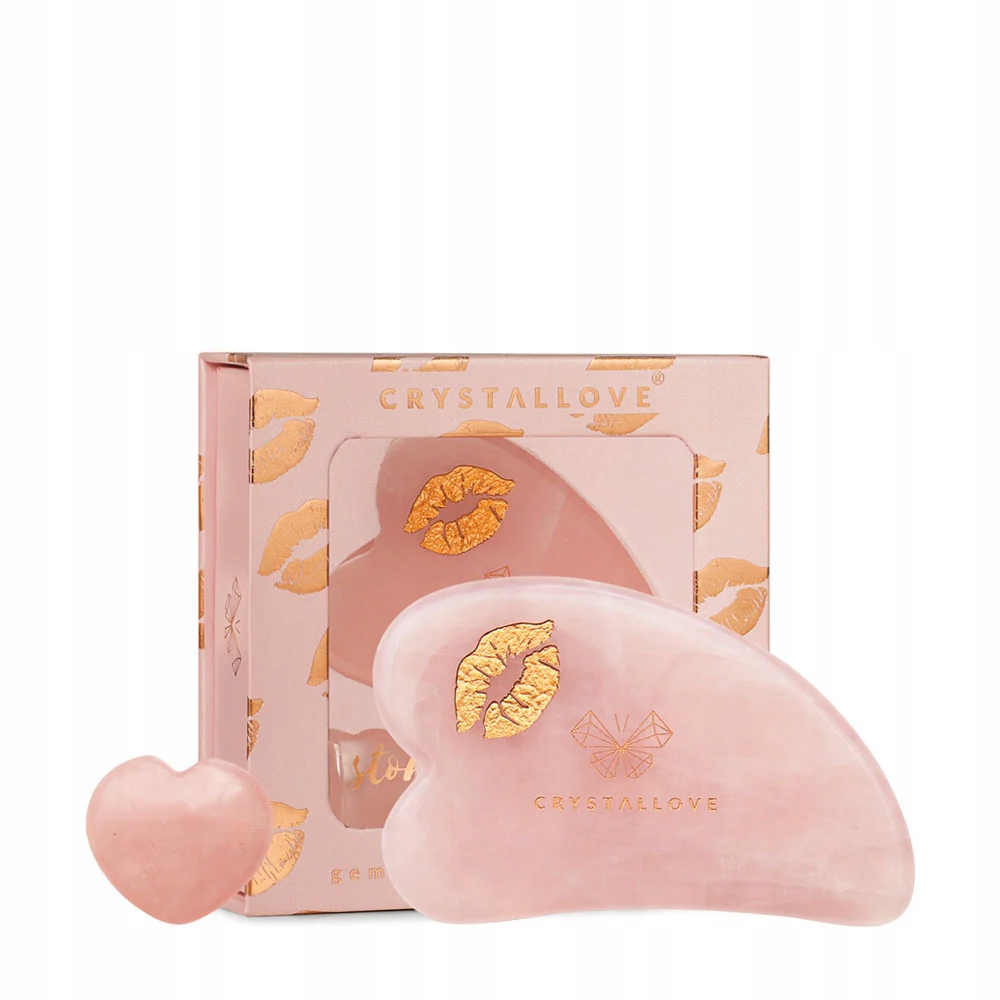 Płytka do masażu twarzy gua sha z kwarcu różowego Selflove